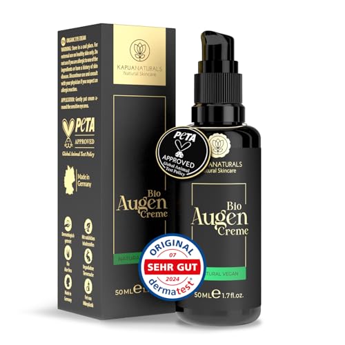 Kapua Naturals Straffende BIO Augencreme - 50ml - Augencreme gegen Falten und Augenringe mit nat. Inhaltsstoffen - Augencreme gegen Tränensäcke Augencreme Männer und Frauen - Anti Aging Augencreme