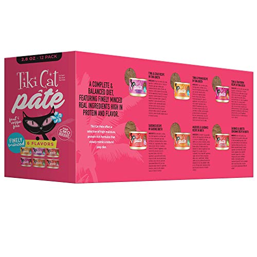 Image of Tiki Cat Grill Pate Variety Pack, Combinations of Real Flaked Fish, Wet High-Protein & High-Moisture Cat Food, 2.8 oz. Cans, 12 Count (Pack of 2)