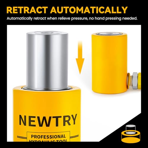 Image of NEWTRY 10 ton Hydraulic Ram Jack Cylinder and CP-180 Hand Hydraulic Pump Short Type 2 inch Stroke Porta Power Ram (10 ton Jack+ Manual Pump)