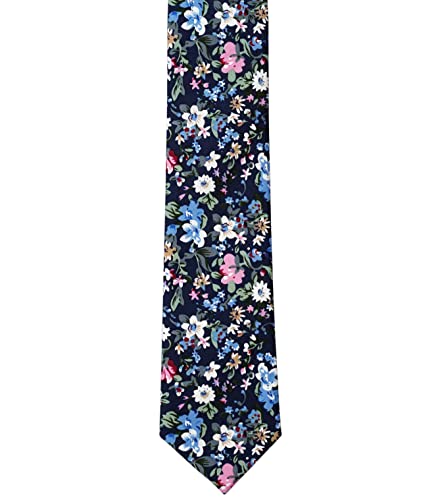 Image of BELLUNO Men's Cotton Floral Skinny Tie, 2.5 inch Width, with Gift Box