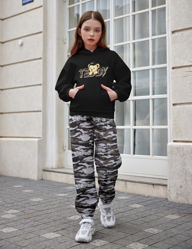Image of Arshinet Girls 2 Piece Outfits Hoodie Sweatsuit Sets Oversized Sweatshirt and Baggy Fall Fashion Sweatpant with Pockets