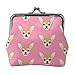Geldbörse Chihuahua Cute Dog Wallets Leder Change Pouch mit Kiss Lock Verschluss Schnalle Change Purse