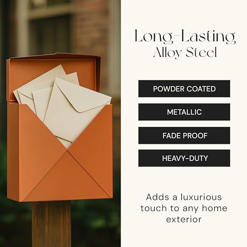 Image of NACH Mailboxes for Outside Wall Mount, 10 x 10 x 4 inch Copper Mail Boxes for House Outside, Waterproof Mailboxes for Outside - Chicago Style Mail Box