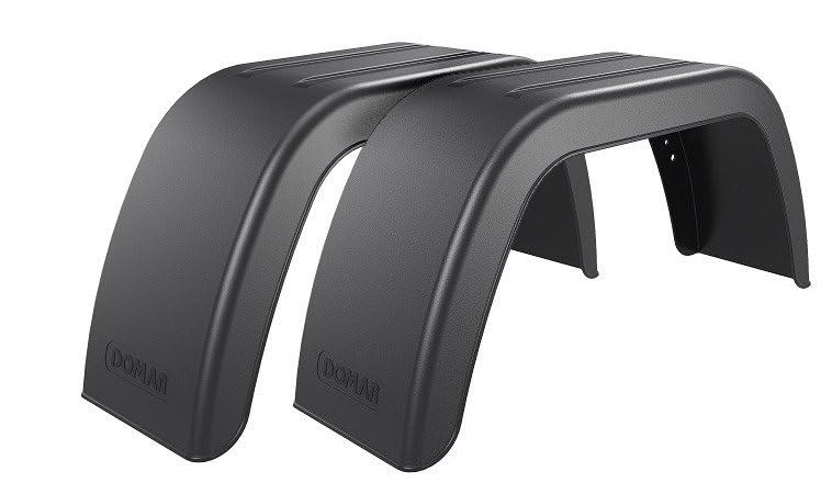DOMAR Kotflügel Set mit Montagelöchern für Pkw-Anhänger, für 13 und 14 Zoll. Flache Kunststoff-Radkästen, 660 x 190 mm, 2 Stück. Stabile Schutzbleche für den Autoanhänger.
