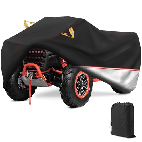 ▪【MATERIALE DI ALTA QUALITÀ】: Il nostro telo copri ATV è realizzato in tessuto Oxford di alta qualità con rivestimento in PU impermeabile, che offre una protezione affidabile contro pioggia, neve, polvere e detriti. Perfetto per il rimessaggio all'aperto o al chiuso durante tutto l'anno, questo design resistente alle intemperie protegge il tuo ATV da scolorimento, ruggine e graffi, prolungandone la durata.