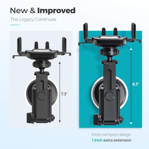 Image of VANMASS CLITZ Premium Easy One Touch Dashboard & Windshield Universal Car Mount Phone Holder Desk Stand with Suction Cup Base and Telescopic Arm for iPhone, Samsung, Google, More Smartphones