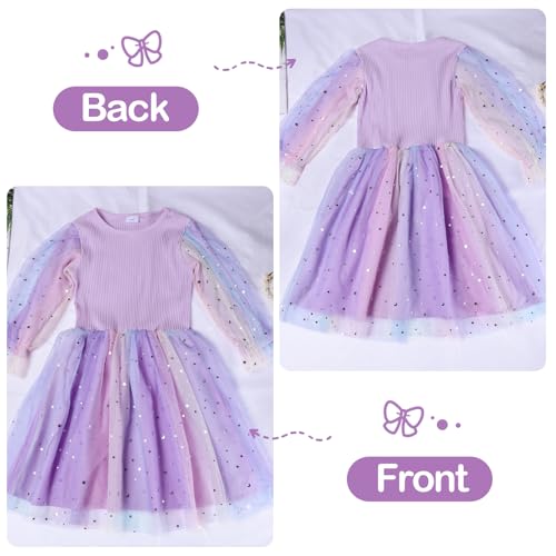 BEARAE Toddler Girl Tulle Dress, Long Sleeve Tutu Tulle Dresses for Toddler Girls, Girls Princess Dress for Girl 2-7Y4