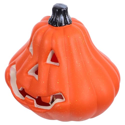 IWOWHERO Linterna Hueca de Calabaza LED para Halloween Decoración Plástica con Diseño Artístico y Luz Brillante para Interiores y Exteriores Ocasiones Festivas