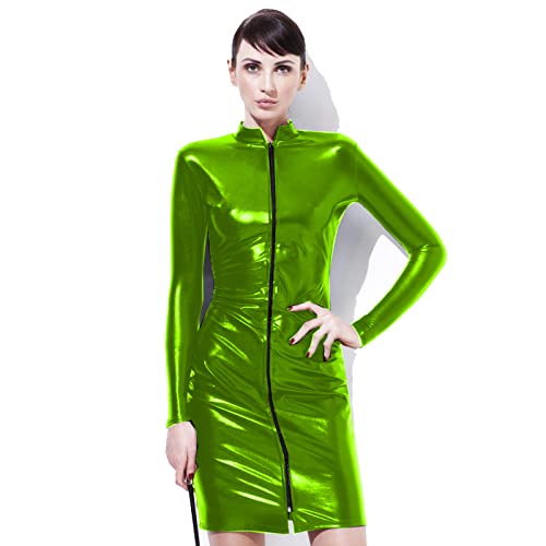 Robe moulante de soirée élégante en cuir vert pour vos événements festifs
