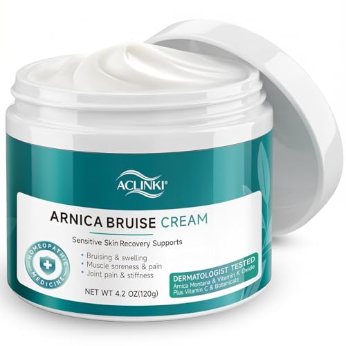 ACLINKI Arnica Bruise Cream for Bruising & Swelling Relief – Arnica Montana with Vitamins K, C & E – Lightweight Non-Greasy Cream for Sensitive & Thin Skin, Face & Body,Fragrance Free, 4.2 oz