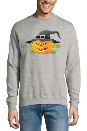 Pull gris Halloween mignon art citrouille en coton respirant et confortable