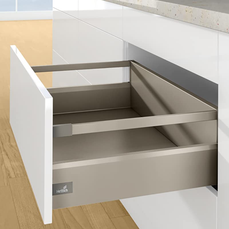 Tiroir casserolier en kit - hauteur 126 mm (218 mm avec bandeaux) - arcitech - Décor : Blanc - Longueur : 400 mm - HETTICH