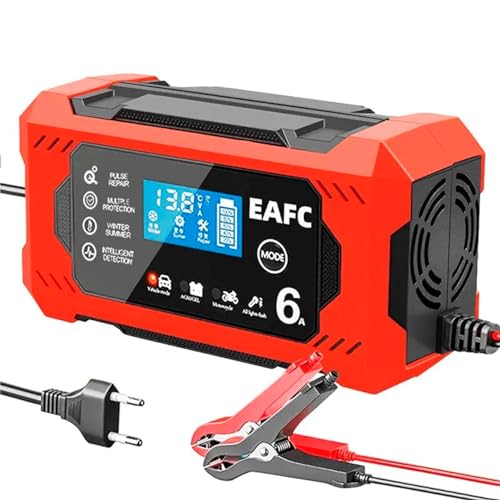 Carregador de bateria de carro 12V/6Amp automotivo inteligente mantenedor de bateria para carros, caminhões, motocicletas, cortadores de grama, barcos, trailers, veículos off-road,