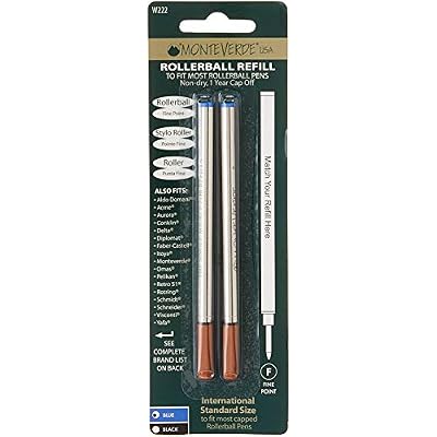 Monteverde USA Rollerball Refills to Fit Standard Rollerball Pens, Fine Point, Blue, 2-Pack, Perfect for Smooth and Precise Writing