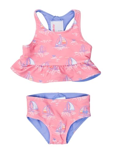 Image of RuffleButts Baby /Toddler Girls UPF50+ Sun Protected Reversible Peplum 2 Piece Sleeveless Tankini