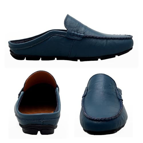 Image of Go Tour Mens Mules Clog Slippers Breathable Punching Leather Slip on Shoes Casual Loafers