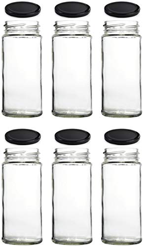 Rentra S.P.A. Empty Refillable Mutlipurpose Round Cosmetic Glass Pot Mason Jar with Black Lid for DIY Gifts Cosmetics Creams Balms Face Scrub Face Cream Body Cream for home Beauty Parlour 200ml