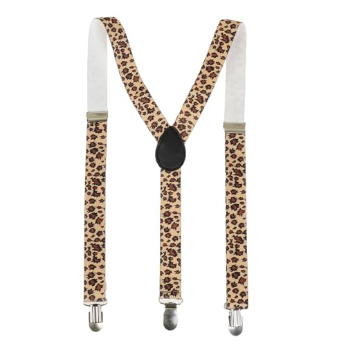 NiceYnn Bretelles Homme Larges Réglable avec 3 Robuste Clips pour Hommes et Femmes Y Forme Élastique Sangles 2.5 cm Noël Halloween Carnaval Mariage Festival Léopard Pois