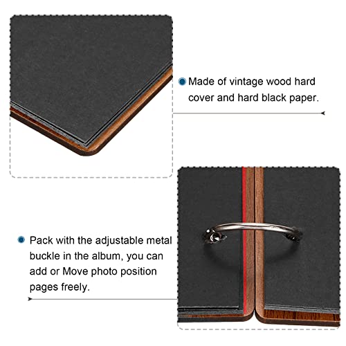 Álbum de recortes de madera PATIKIL, 3 unidades, 6x4 pulgadas, para fotos, libro de visitas, álbum de memoria DIY, con 15 páginas negras, ideal como regalo para Navidad, aniversario o cumpleaños miniatura 4
