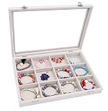 Stratalife Jewelry Organizer Bracelet Storage Organizer Box Velvet 12 Grid Stackable Jewelry Tray wi