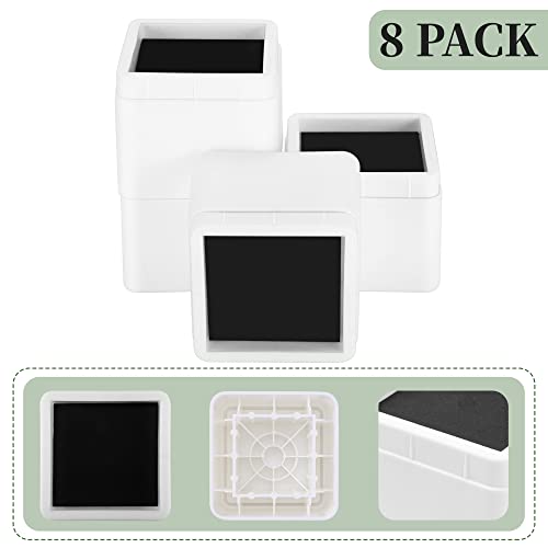 BTSD-home Bed Risers 3 or 6 Inch Heavy Duty Stackable Furniture Risers for Sofas Table Couch Chair Bed Raisers 8 Pack White - Thumbnail 4