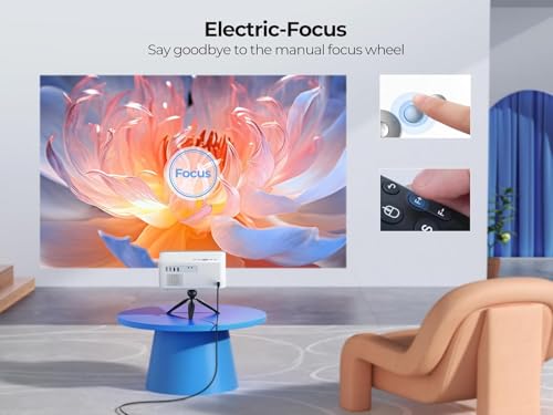 Image of AUN Mahaa Pro Max Projector 4K Ultra HD, 16000 Lumen, Dual HDMI, ARC, 1080p Native, Fully Auto Focus, Auto Keystone, 5G WiFi, YouTube Prime Netflix Hotstar 250 inch Screen Mini LED Projector for Room