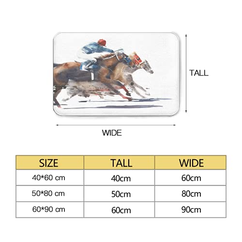 Flannel Rug 40X60Cmhorse Race Competition Derby Racing Horses With Jockeys Watercolor Painting Soft Flannel Microfiber Bathroom Carpet Non-Slip Floor Mat Bathtub Accessories Ljn #TOP2