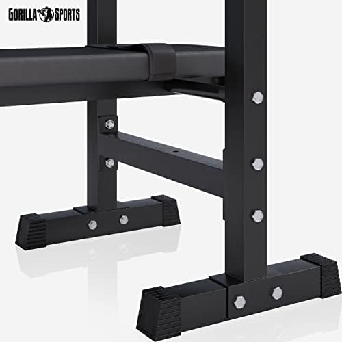Bild 6 - GORILLA SPORTS® Hantelbank mit Ablage - Dip-Station, Verstellbare Höhe und Neigungswinkel, Klappbar, bis 200 kg, Schwarz oder Weiß - Drückerbank, Flachbank, Multifunktion, Trainingsbank