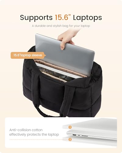 LOVEVOOK 15.6 inch Laptop Bag for Women，Briefcase Computer Bag Puffer Tote2