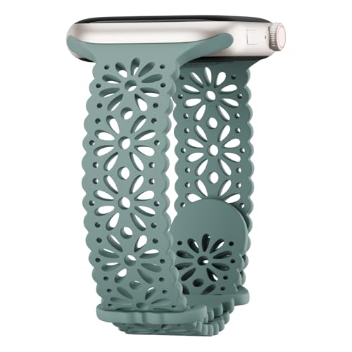 Image of Slim Lace Hollow-out Floral Silicone Bands Compatible with Apple Watch Band