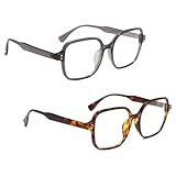 SNONESIY 2 Pcs Brille Ohne Stärke Damen Fake Brillen Fensterglas Brille Damen Blue Light Glasses Blaulichtbrille Blue Light Blocking Glasses Hornbrille Ohne Stärke Extra Großes Quadrat Anti Ermüdung