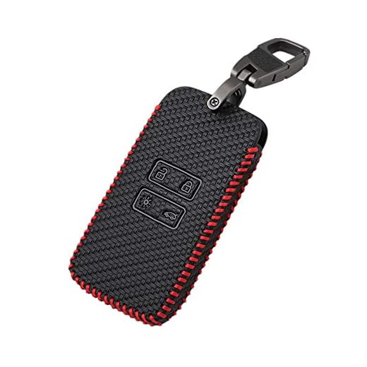 Happyit Estilo de Fibra de Carbono Cuero Casos de la Cubierta de la Llave del Coche Llavero para Renault Koleos Kadjar 4 Botones Control Remoto sin Llave