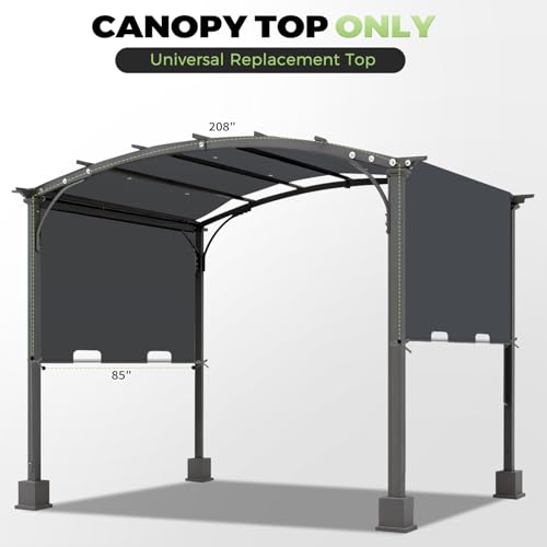 Image of 85'' x 208'' Universal Pergola Replacement Cover for Doubleton Steel Pergola L-PG080PST, Waterproof Sunshade Canopy Top for Patio Gazebo, Deck, Porch, Yard, Outdoor Cover Only (Light Gray)