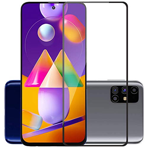 Image of D+ / 11D Tempered Glass for Samsung Galaxy M31s / A51 / A52 (Black) Edge to Edge, 9H, 2.5D, 0.3mm, Full Glue, Full HD, Cover /Case Friendly Anti Scratch Screen Protector Guard with Easy Installation Kit