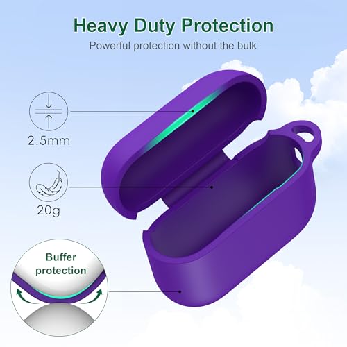 Image of R-fun for AirPods Pro 3 Case (2025), Soft Silicone Protective Case Cover Compatible with Apple AirPods Pro 3rd Generation (USB-C Cable) for Women Men with Cleaning Kit and Keychain, Purple