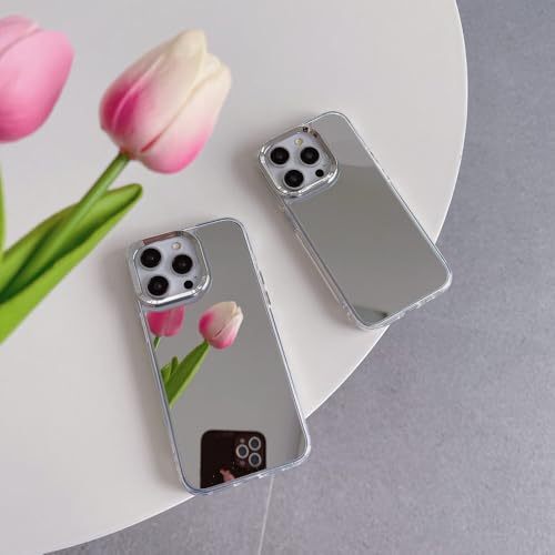 Housse miroir iPhone 15 Pro argent reflets métalliques antichoc