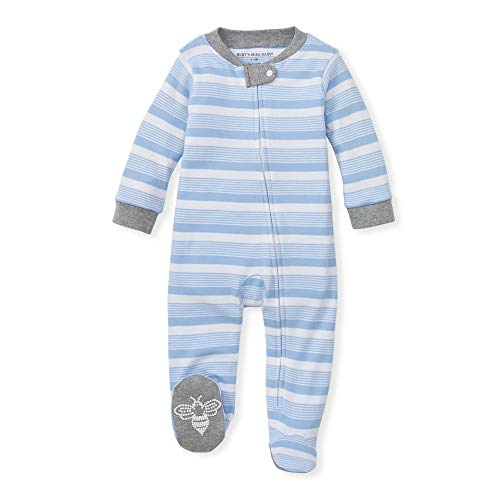 Image of Burt's Bees Baby Baby Boys' Sleep and Play PJs, 100% Organic Cotton One-Piece Romper Jumpsuit Zip Front Pajamas, Long Road Stripe, 3 Months