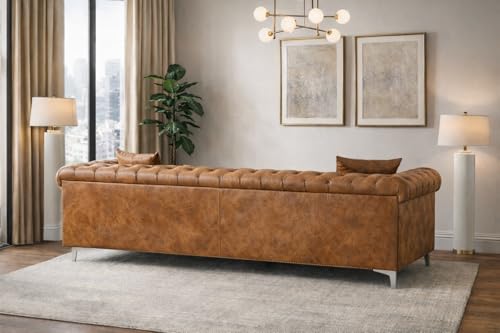 Image of Luxury Sofa Set Luxury Chesterfield Sofa in for Home Living Room & Office (3-Seater-Brown)
