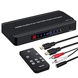 【Amplia Compatiblidad】 --- Extractor de audio HDMI adecuado para varios dispositivos de fuente HDMI como Roku o Chromecast sin salida de audio dedicada, así como reproductor de Blu-ray / DVD / HD, caja satelital, Amazon Fire TV, PS4, Apple TV, Xbox, computadora portátil, Cámara HD, HD DVR, etc.