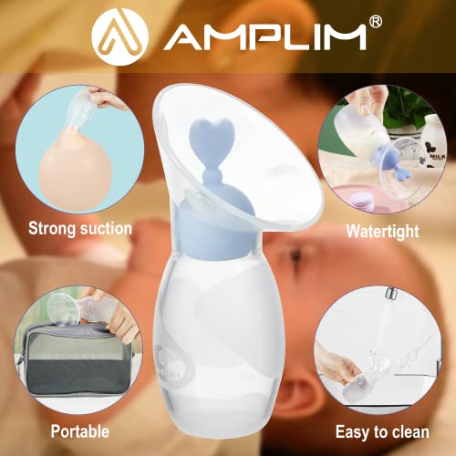 Amplim Manual Breast Pump With Two Stoppers - 2 Pack, Fsa/Hsa Eligible, 4Oz/100Ml, Portable, Comfortable, And Easy To Use - Bpa-Free And Food Grade Silicone - Ideal For Breastfeeding Moms On The Go #TOP2