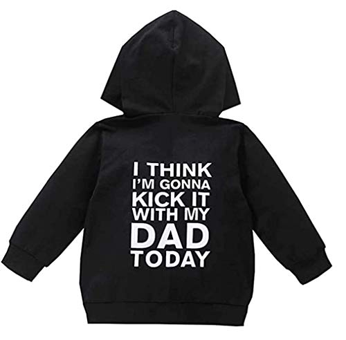 Toddler Boys Girls Hoodies Sweatshirt Casual Long Sleeve Pullover Sweater Hooded Jacket Tops Fall Winter Outfit with Muff Pockets (Black, 5-6T)