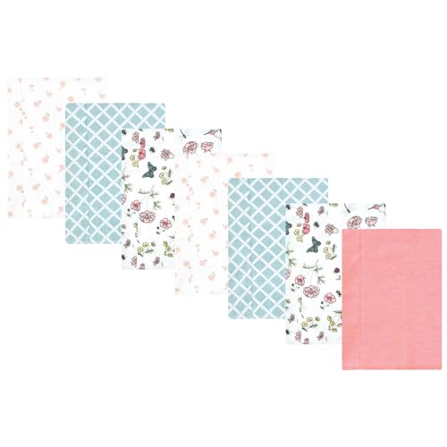 Image of Luvable Friends Hudson Baby Flannel Burp Cloths 7pk, Garden Bird