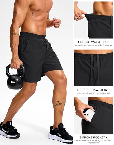 Soothfeel Men's Athletic Workout Shorts with Zipper Pocket 5"/7" Running Gym Shorts for Men Lightweight Quick Dry Tennis3
