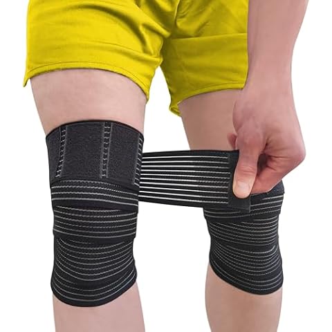 Elastic Knee Compression Sleeve Bandage Wraps I Knee Support Straps for Legs, Thighs, Hamstrings Ankle & Elbow Joints Reduce Swelling I Lymphatic Relief & Elastic Bandage I Women & Men (Large 79Inch) Cover