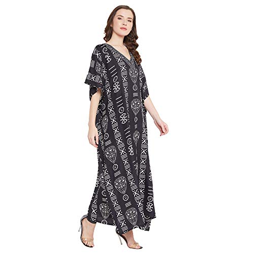 Image of Oussum Women Plus Size Kaftan Kimono Loose Maxi summer dresses for women Beach 3 /4 Sleeve Casual lounge dress Boho