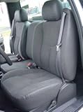 Made to fit&comma; 2003-2007 Chevy Silverado and GMC Sierra&comma; Work Truck Seat Covers&comma; Front 40&sol;20&sol;40 Split Seat with Manual Controls and Without Console&comma; in Gray&comma; Twill Fabric