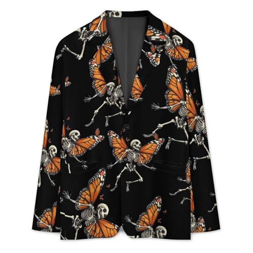 Skull Gothic Butterfly Men's Blazer Printed Button Suit Jacket Slim Sport Coat Blazers3