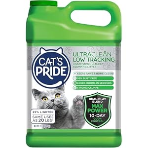 Cat’s Pride Max Power: UltraClean Low Tracking Multi-Cat Clumping Litter – Keeps Paws & Home Clean – Up to 10 Days of Powerful Odor Control – 99% Dust Free – Unscented, 15 Pounds