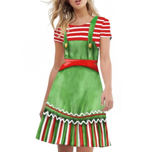 Image of AFPANQZ Womens Casual Summer Lightweight Vintage Dress Short Sleeve Midi Dress Knee-Long Luxury Formal Dress