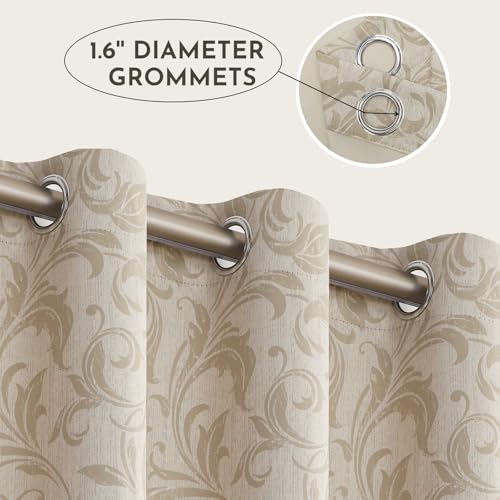 Image of 80% Blackout Curtains for Bedroom, Beige Window Drapes 54 Inch Length for Living Room, Thermal Insulated Grommet Curtains, 2 Panels